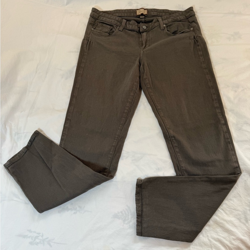 PAIGE Straight-Leg Jeans in Olive Brown